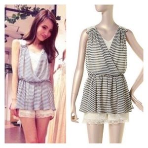 Japanese LagunaMoon striped chiffon lace dress